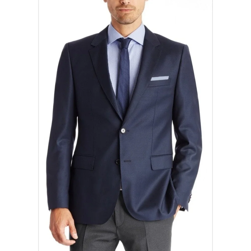 Boss Hugo Boss The James3 Sharp5 Suit Jacket 38R Navy Blue 100% Virgin Wool